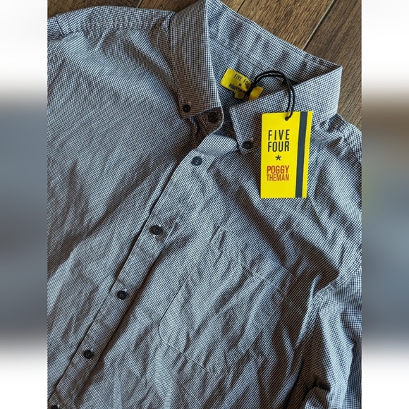 Five Four Poggy The Man Men's Long Sleeve Button Down Shirt Check Print Sz Large - Picture 4 of 16